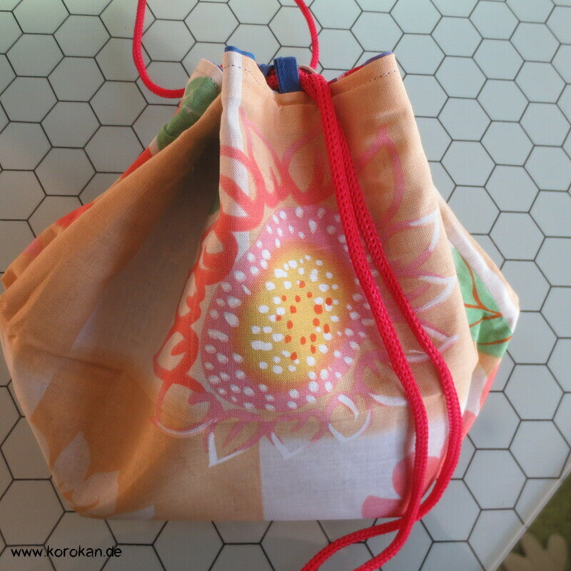 Kinchaku Zugbeutel - Tasche Baumwolle für Yukata Kimono Sonnenblume