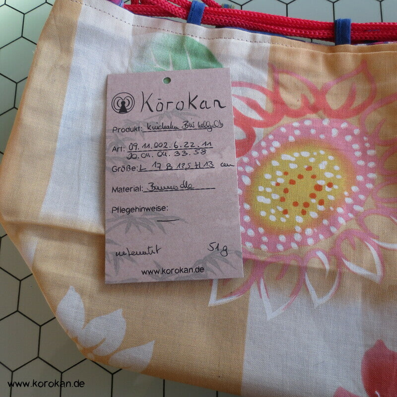Kinchaku Zugbeutel - Tasche Baumwolle für Yukata Kimono Sonnenblume