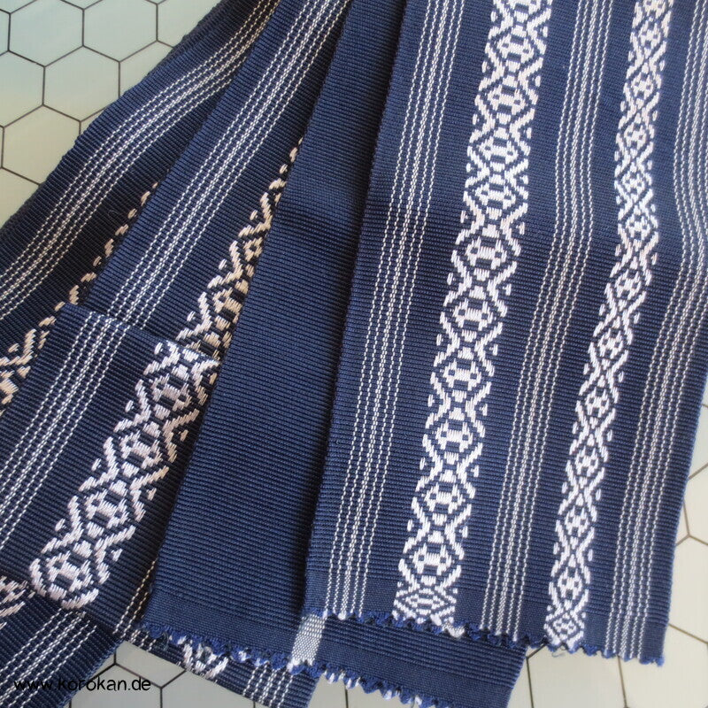 Kaku Kimono Gürtel Hakata, blau - weiß