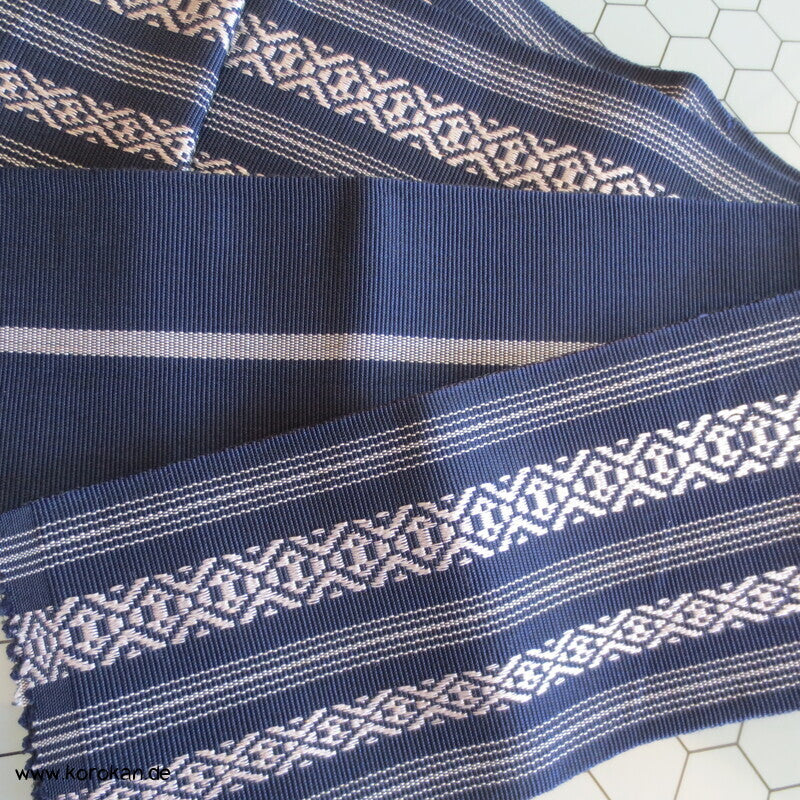 Kaku Kimono Gürtel Hakata, blau - weiß
