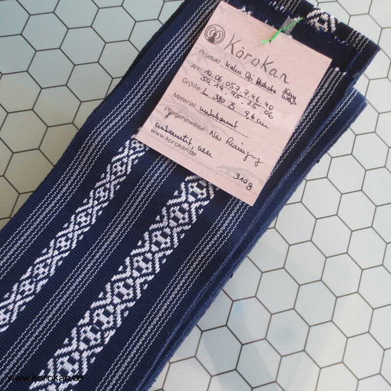 Kaku Kimono Gürtel Hakata, blau - weiß