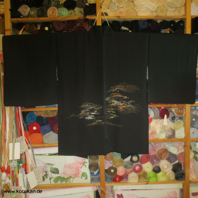 Urushi Tsunami Wellen Haori Kimono Jacke, mit Himo