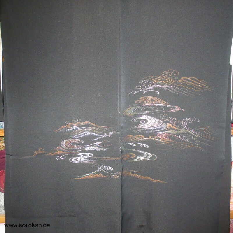 Urushi Tsunami Wellen Haori Kimono Jacke, mit Himo
