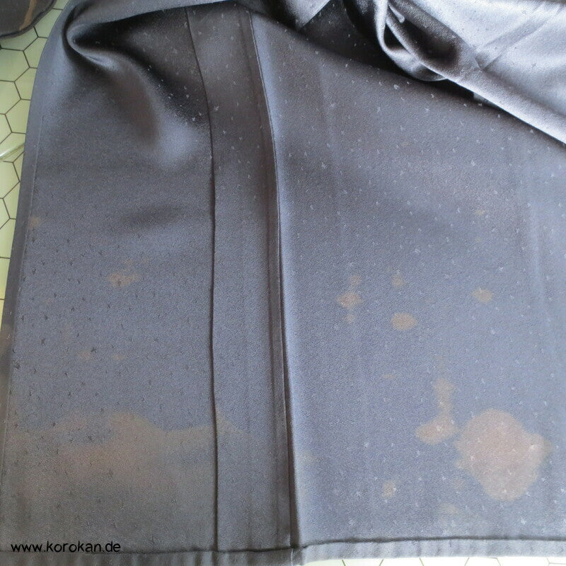 mitternachtsblauer Hitoe Homongi Seiden Kimono, mit Blumen