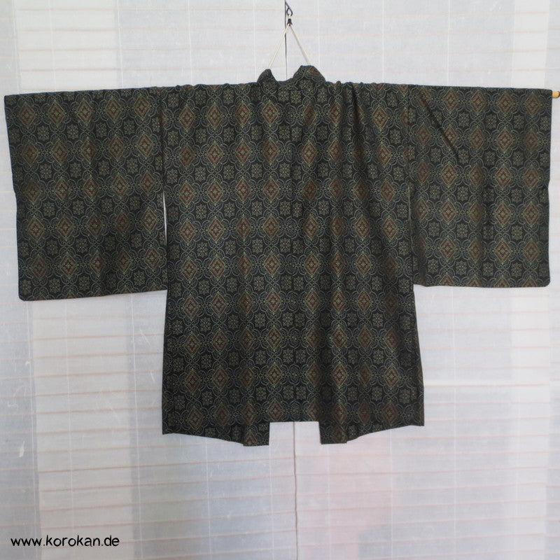 Wolljacquard Haori Kimono Jacke - mit Korallen Himo