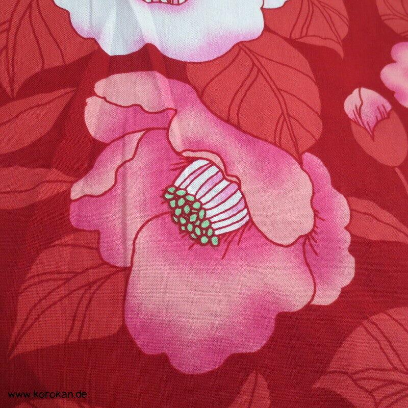 neuer Yukata, reine Baumwolle, Kamelien rot rosa
