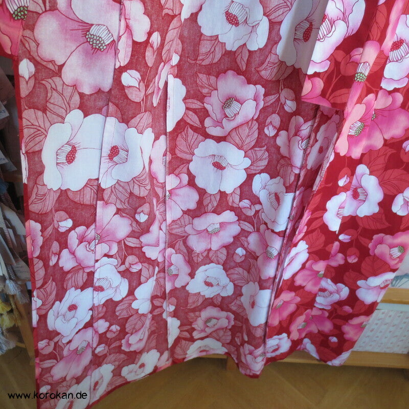 neuer Yukata, reine Baumwolle, Kamelien rot rosa