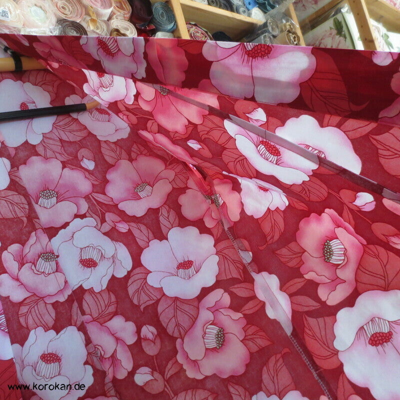 neuer Yukata, reine Baumwolle, Kamelien rot rosa