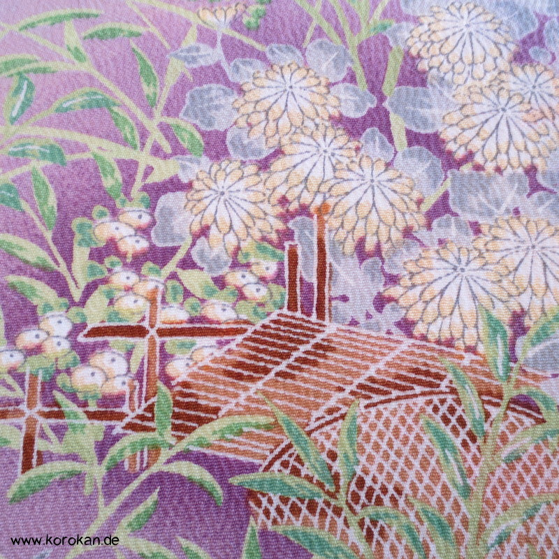 allover Blumen Garten Kimono Seidencrepe