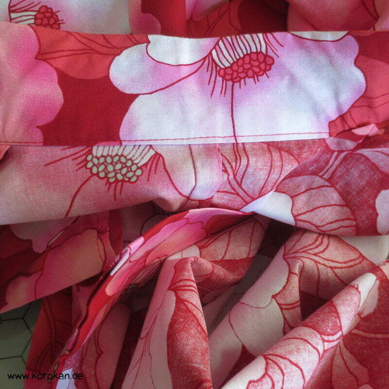 neuer Yukata, reine Baumwolle, Kamelien rot rosa