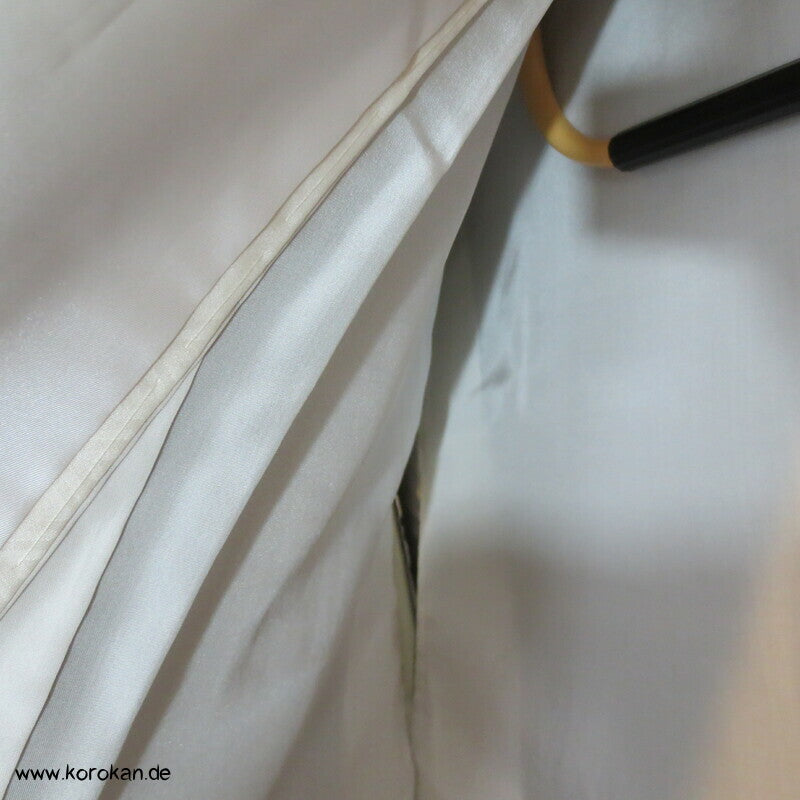 Glitzerblumen auf dunkelpetrolgrau Homongi Seidencrepe Kimono