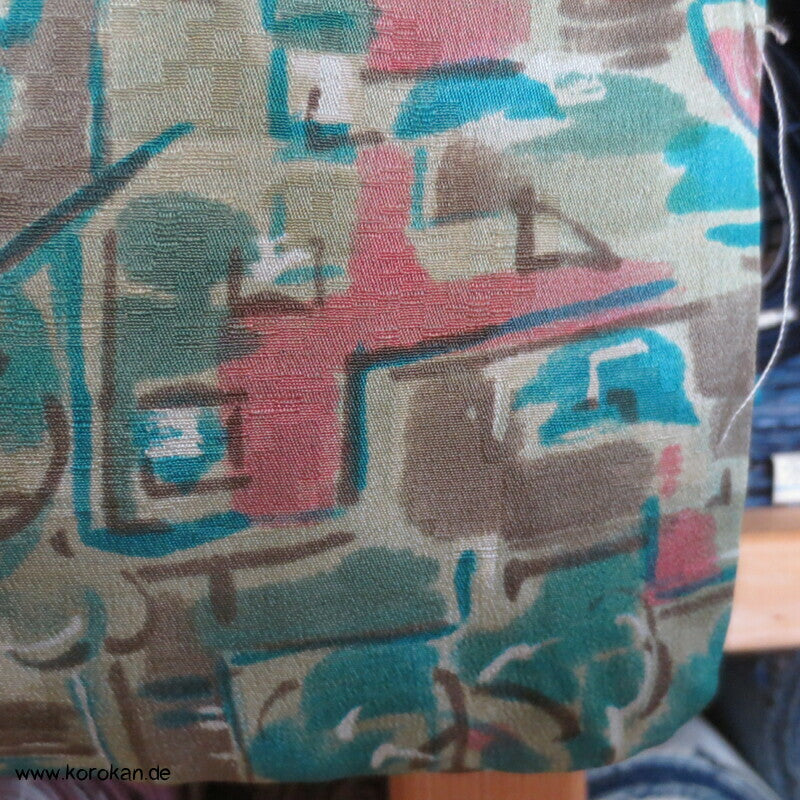 Häusermuster dicht an dicht japanischer Seidendamast Kimono