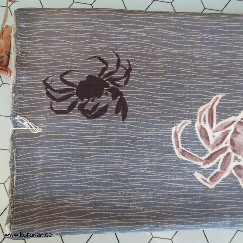Krebse im Wasser Honan Seide 1950'er Haori Kimono Schulter Futter