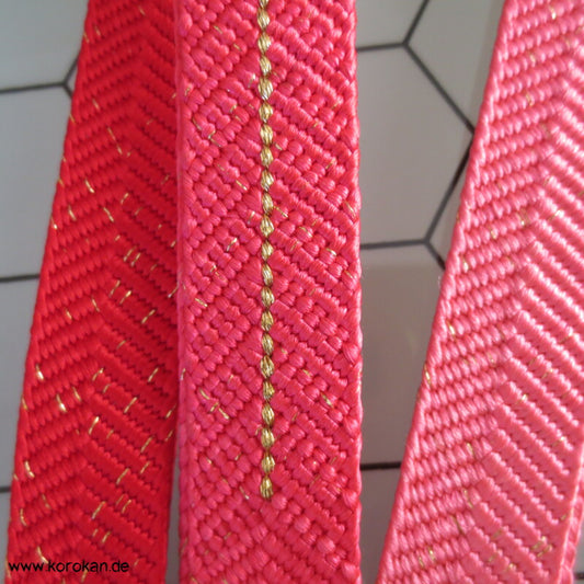 pink - rot mit gold Obijime, Seide / Lurex