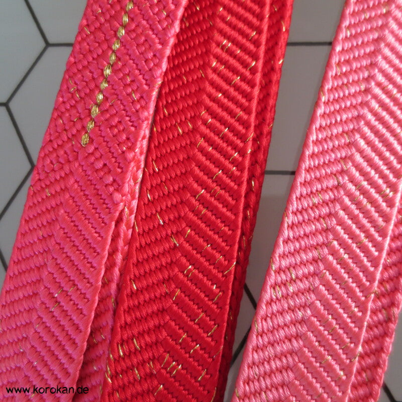 pink - rot mit gold Obijime, Seide / Lurex