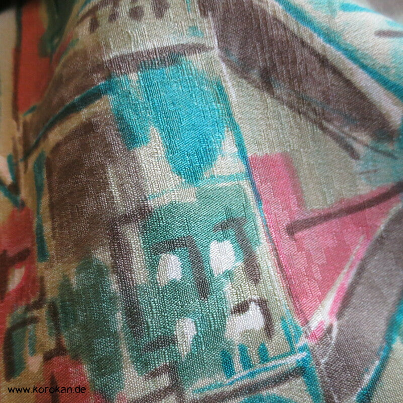 Häusermuster dicht an dicht japanischer Seidendamast Kimono