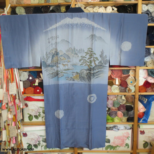 Berglandschaft Juban Unterkimono, Seide mit Shibori Elementen