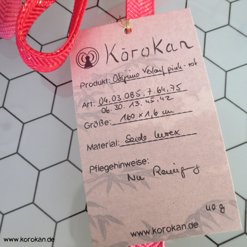 pink - rot mit gold Obijime, Seide / Lurex