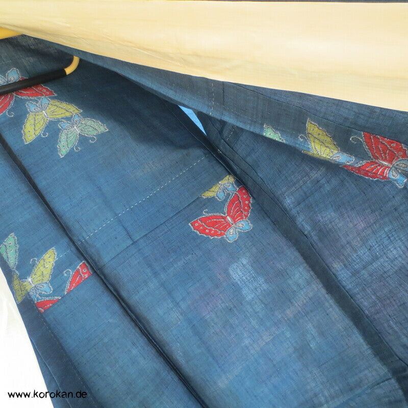 Kasuri Schmetterlinge Tsumugi Hitoe Kimono