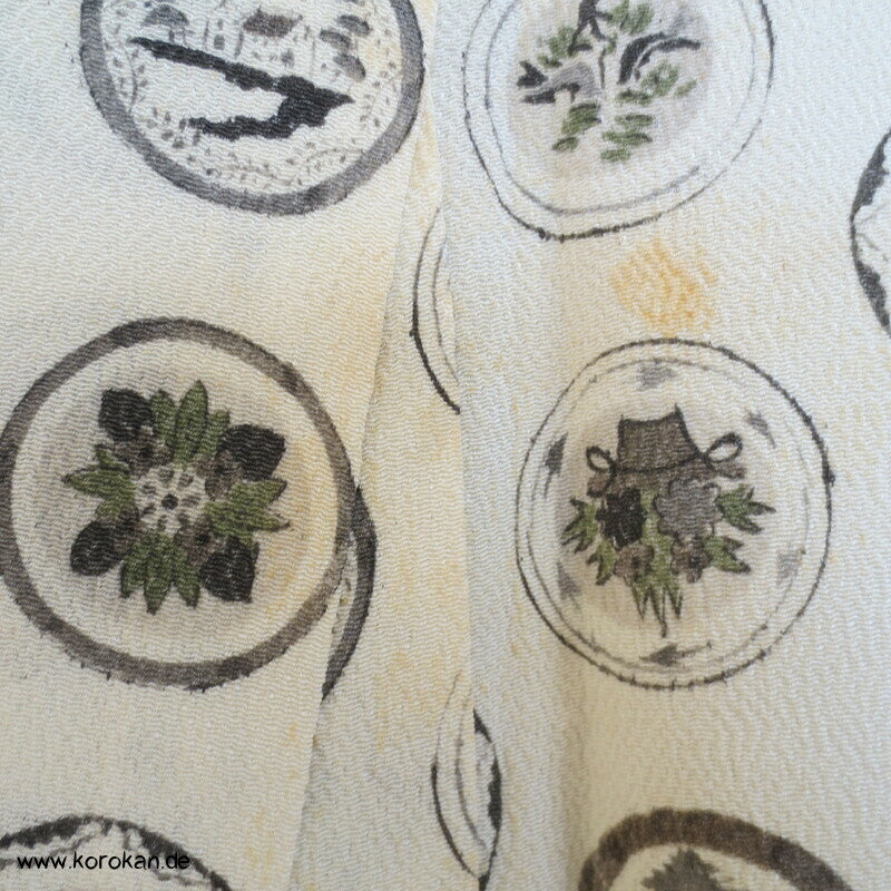 Mon artige Kreise Hitoe Kimono, Seiden Crepe