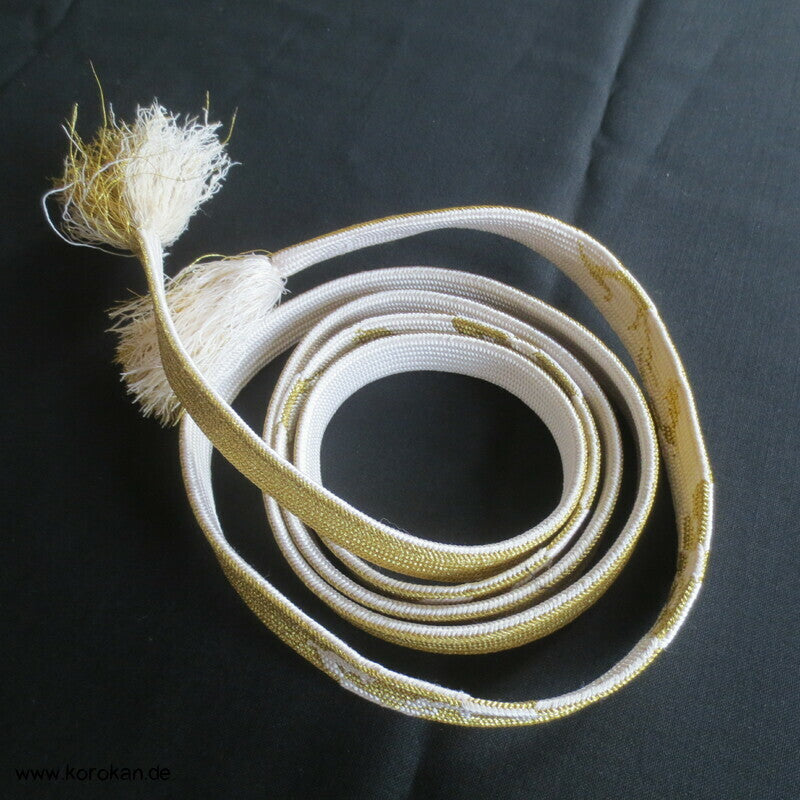gold weiß, Kiku und Karakusa Obijime, Seide / Lurex