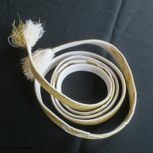 gold weiß, Kiku und Karakusa Obijime, Seide / Lurex