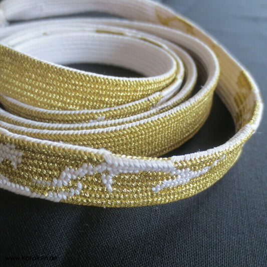 gold weiß, Kiku und Karakusa Obijime, Seide / Lurex
