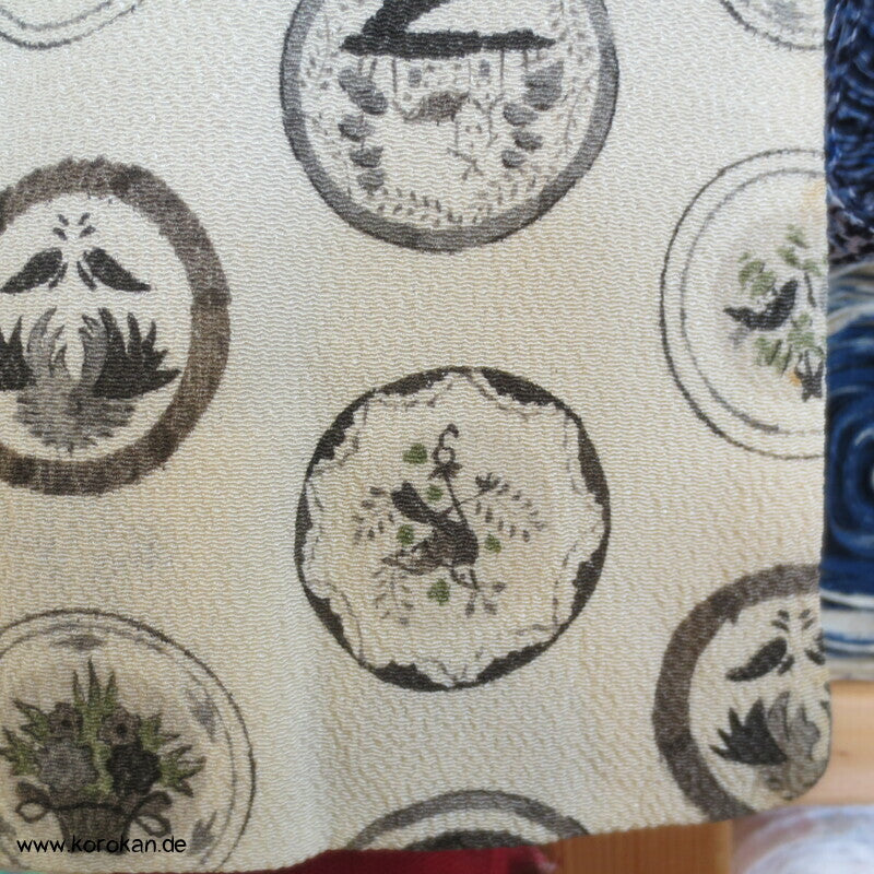 Mon artige Kreise Hitoe Kimono, Seiden Crepe