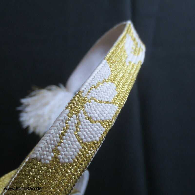 gold weiß, Kiku und Karakusa Obijime, Seide / Lurex