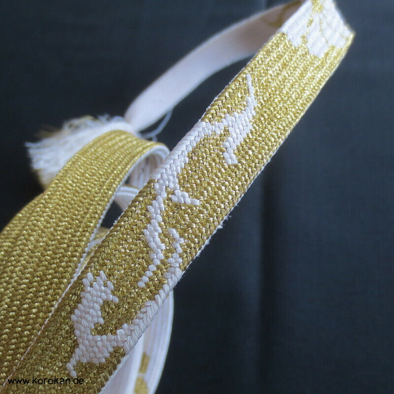 gold weiß, Kiku und Karakusa Obijime, Seide / Lurex