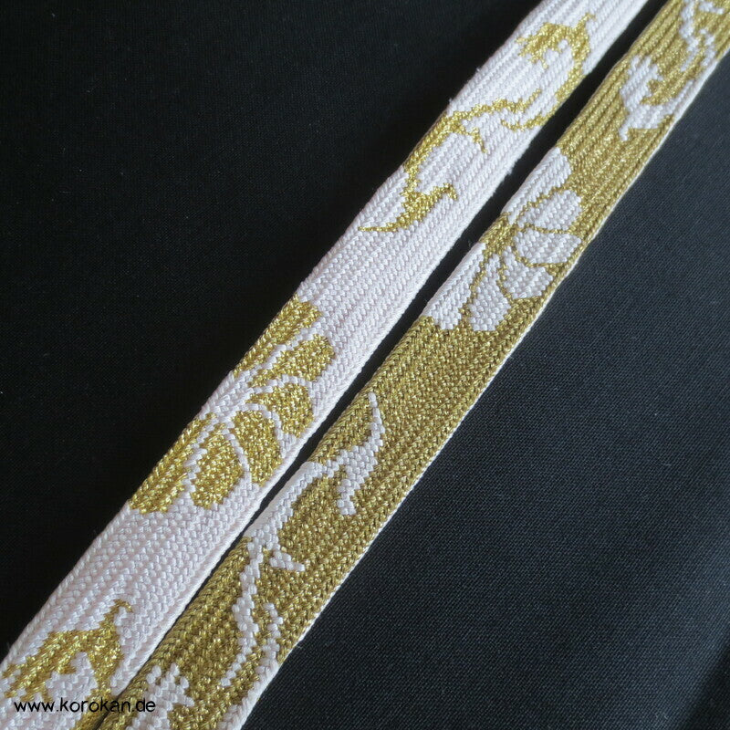 gold weiß, Kiku und Karakusa Obijime, Seide / Lurex