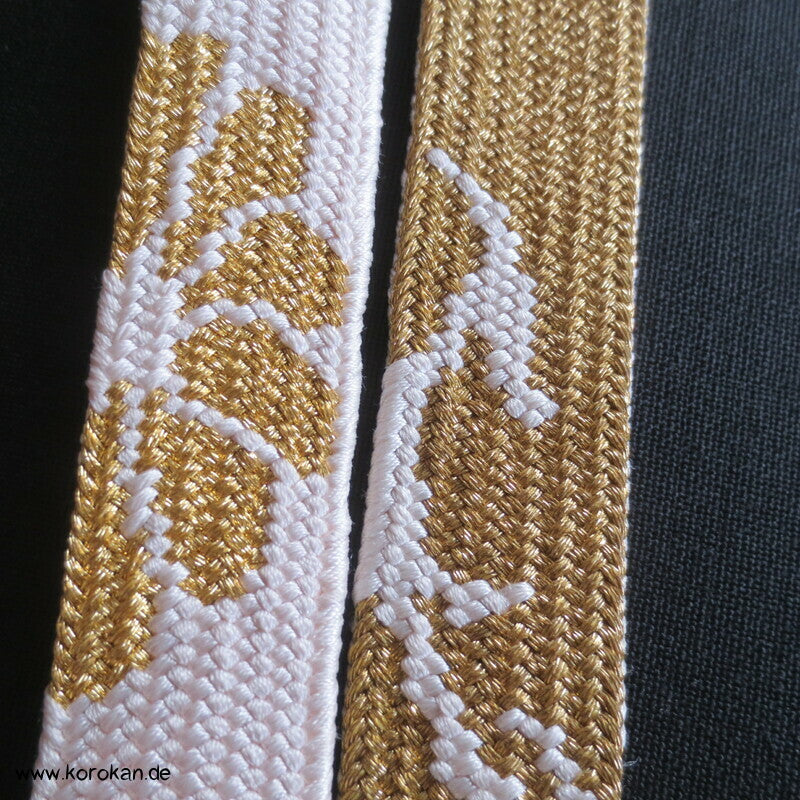 gold weiß, Kiku und Karakusa Obijime, Seide / Lurex