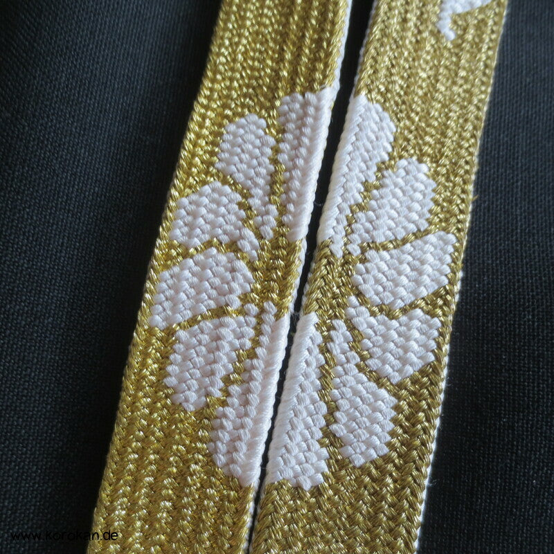 gold weiß, Kiku und Karakusa Obijime, Seide / Lurex