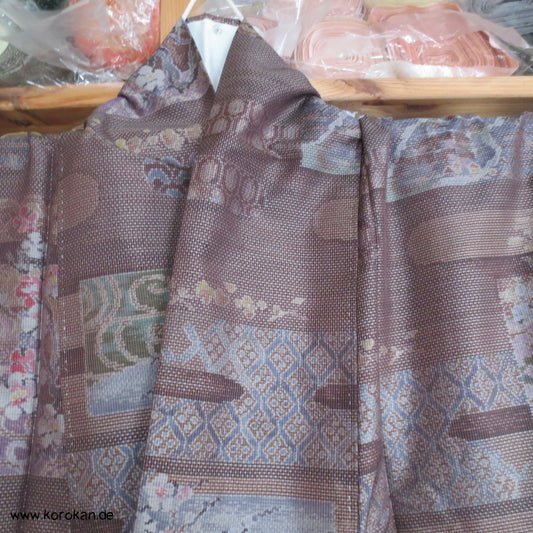 Egasumi, Blüten Kasuri Tsumugi Seiden Kimono