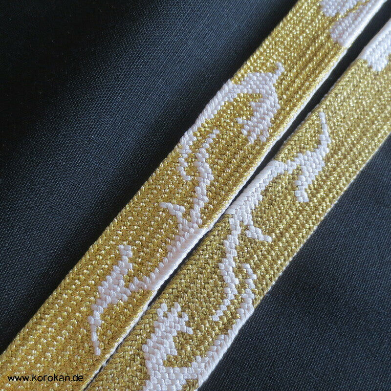 gold weiß, Kiku und Karakusa Obijime, Seide / Lurex