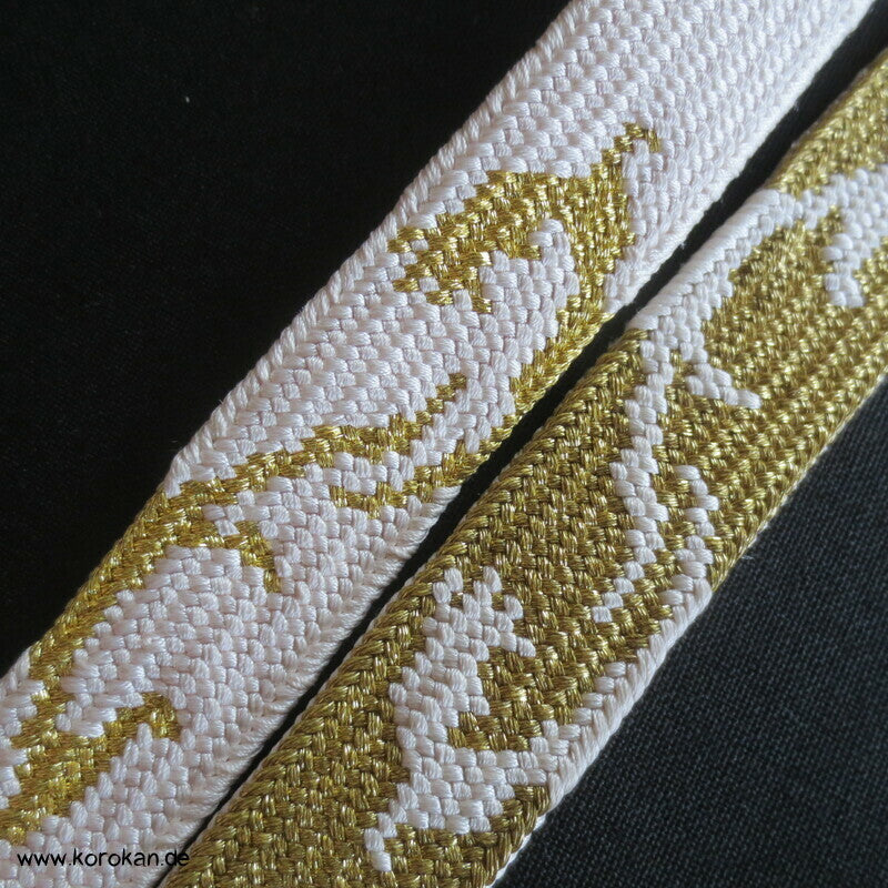gold weiß, Kiku und Karakusa Obijime, Seide / Lurex