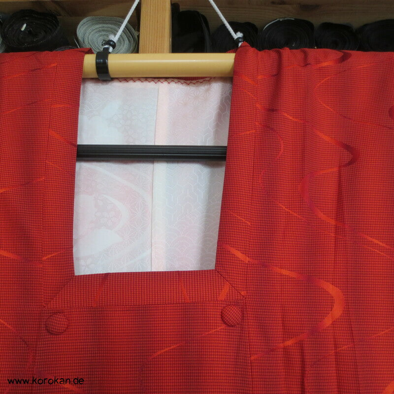 lange Michiyuki Kimono Jacke Seidenjacquard mit Fluss und Karomuster