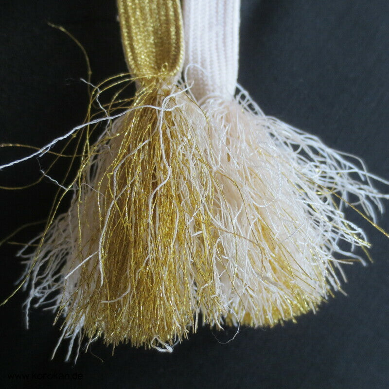 gold weiß, Kiku und Karakusa Obijime, Seide / Lurex