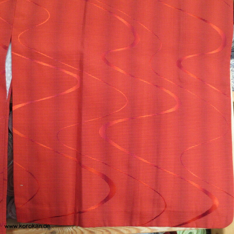 lange Michiyuki Kimono Jacke Seidenjacquard mit Fluss und Karomuster
