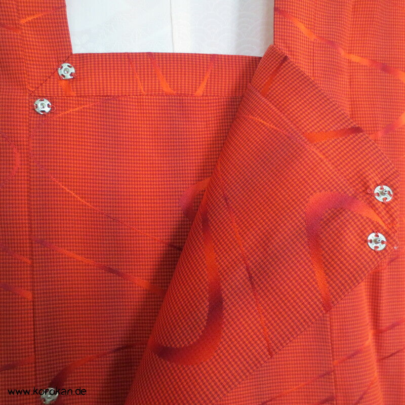 lange Michiyuki Kimono Jacke Seidenjacquard mit Fluss und Karomuster