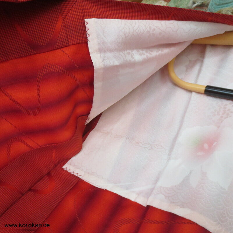 lange Michiyuki Kimono Jacke Seidenjacquard mit Fluss und Karomuster