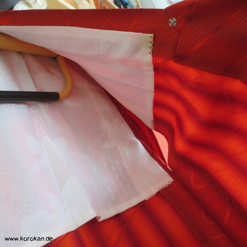 lange Michiyuki Kimono Jacke Seidenjacquard mit Fluss und Karomuster