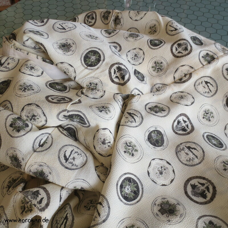 Mon artige Kreise Hitoe Kimono, Seiden Crepe