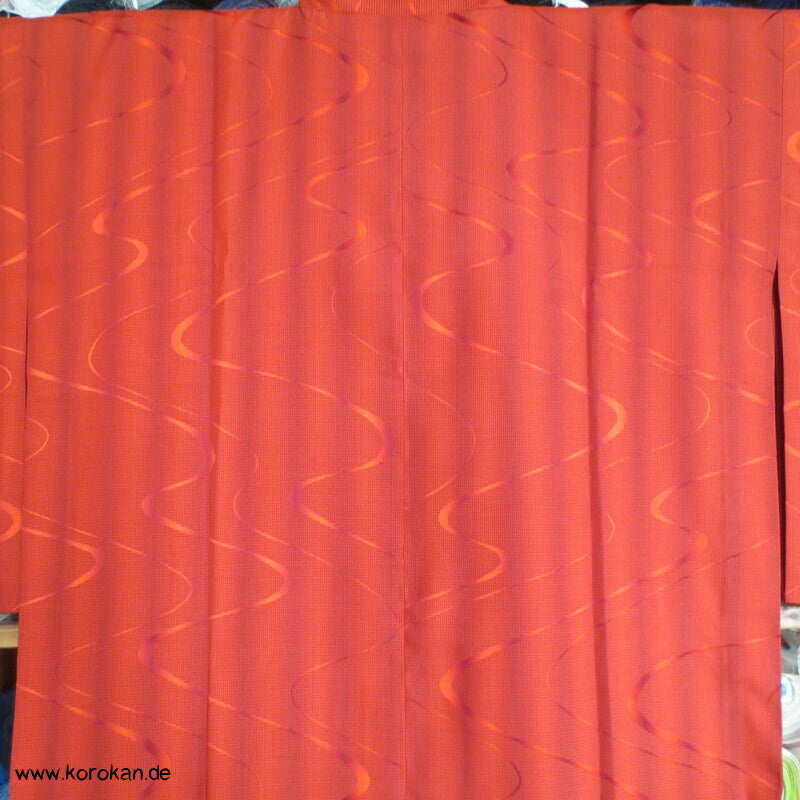 lange Michiyuki Kimono Jacke Seidenjacquard mit Fluss und Karomuster