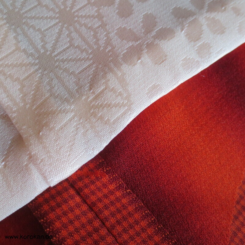 lange Michiyuki Kimono Jacke Seidenjacquard mit Fluss und Karomuster