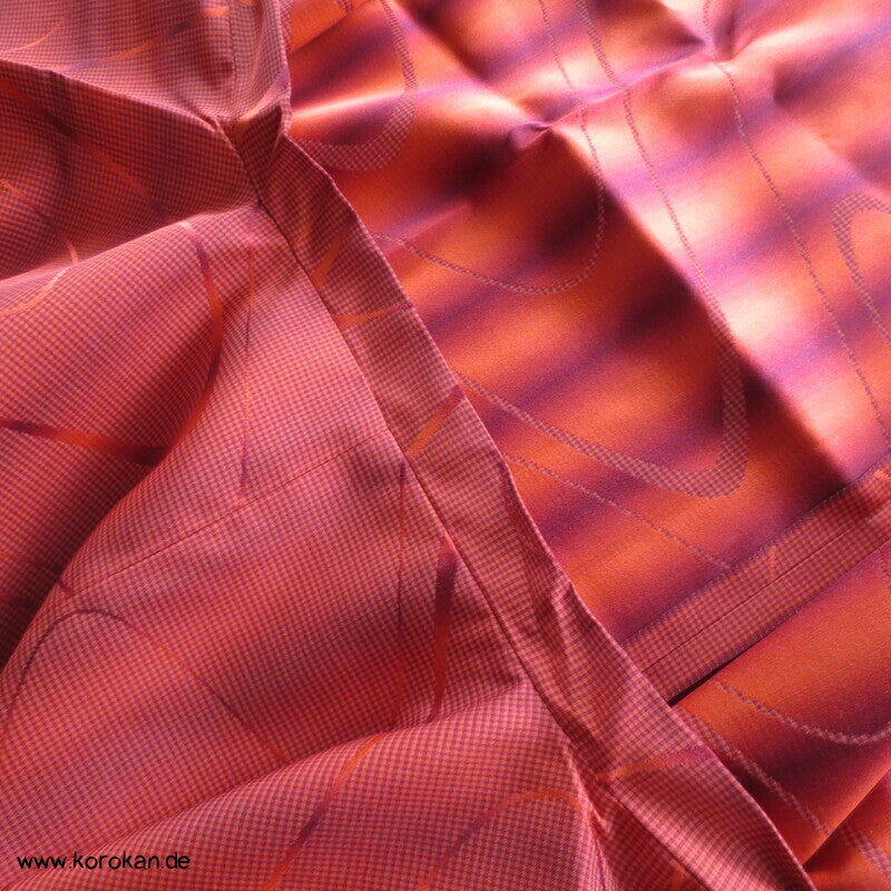 lange Michiyuki Kimono Jacke Seidenjacquard mit Fluss und Karomuster
