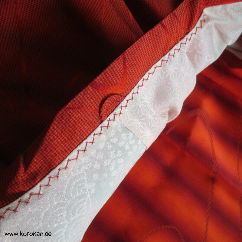 lange Michiyuki Kimono Jacke Seidenjacquard mit Fluss und Karomuster