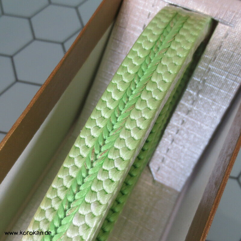 grün - weißer Obijime handgeflochtene Seide, in Box