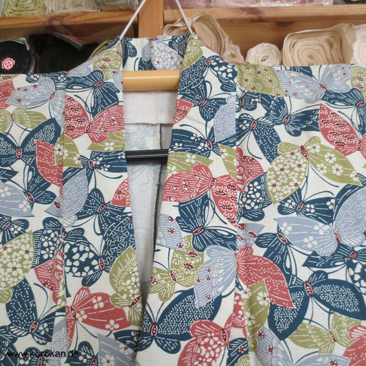 allover Schmetterlinge Tsumugi Seiden Hitoe Kimono
