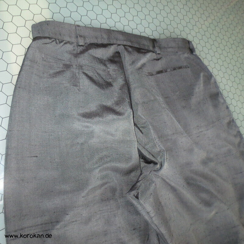 weite Bundfalten Hose anthrazite Kimono Tsumugi Seide, Gr. 42 / 44